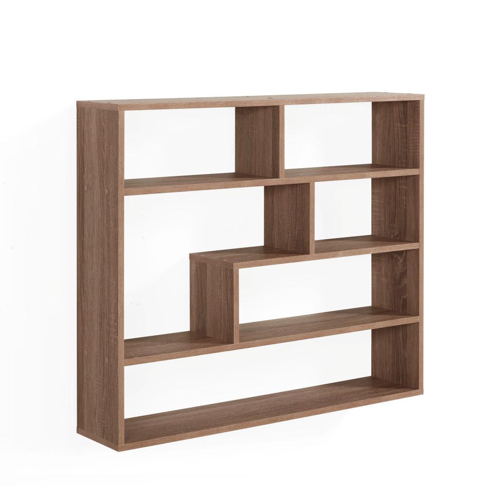 Wheathered Oak Mdf Large Rectangular Floating Shelf Unit