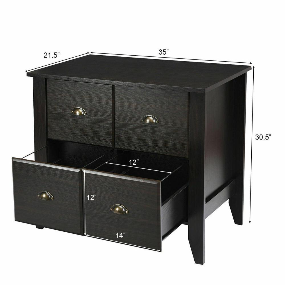 Costway Multi Function Lateral File Cabinet Tv Stand Storage Retro