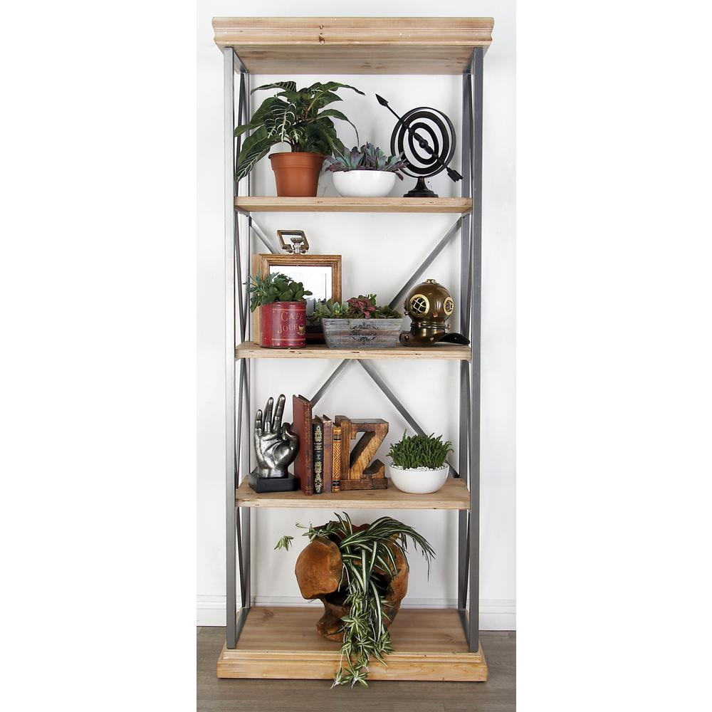 Nearly Natural Distressed Wooden Shelf with Drawers and Hooks-7019 ...