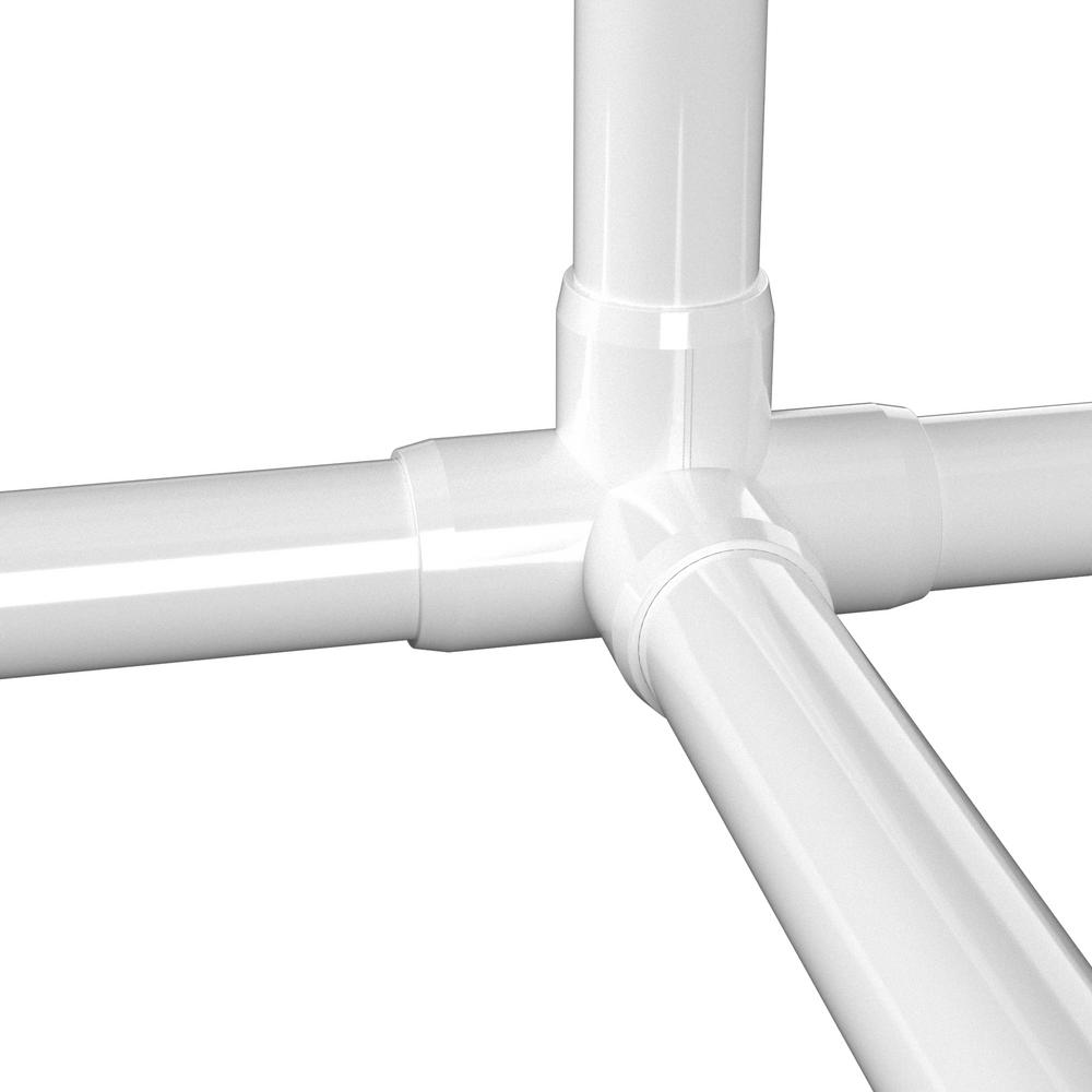 Performance PVC 1 Size Furniture Grade Pack of 4 White 4-Way PVC Side Outlet Tee Fitting