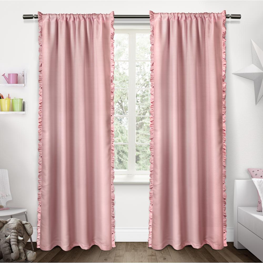 Ruffles Bubble Gum Pink Rod Pocket Top Window Curtain Ek5306 02 2 Ruffles Bubble Gum Pink Rod Pocket Top Window Curtain