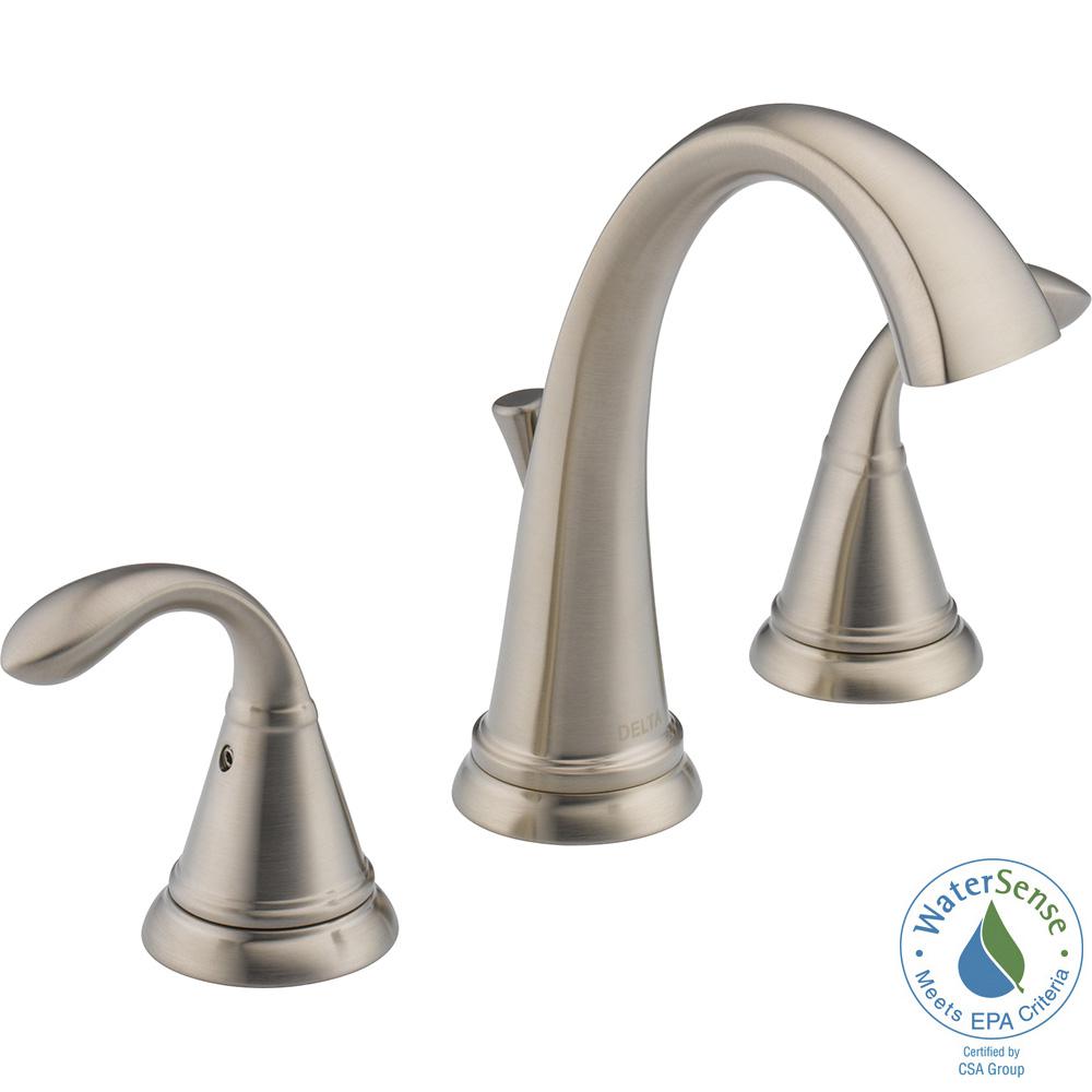 Delta Zella 8 In Widespread 2 Handle Bathroom Faucet In Brushed