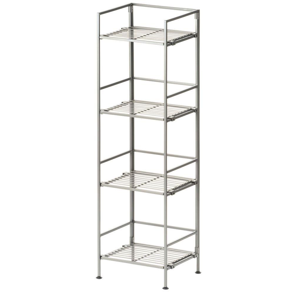 Seville Clics Satin Pewter 4 Tier Iron Square Tower Shelving Seville Clics Satin Pewter 4 Tier Iron Square Tower Shelving