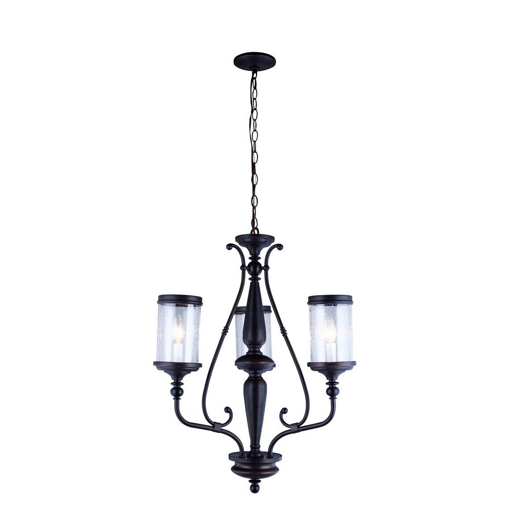 World Imports Estella Collection 3Light OilRubbed Bronze Chandelier with Clear Seeded Glass