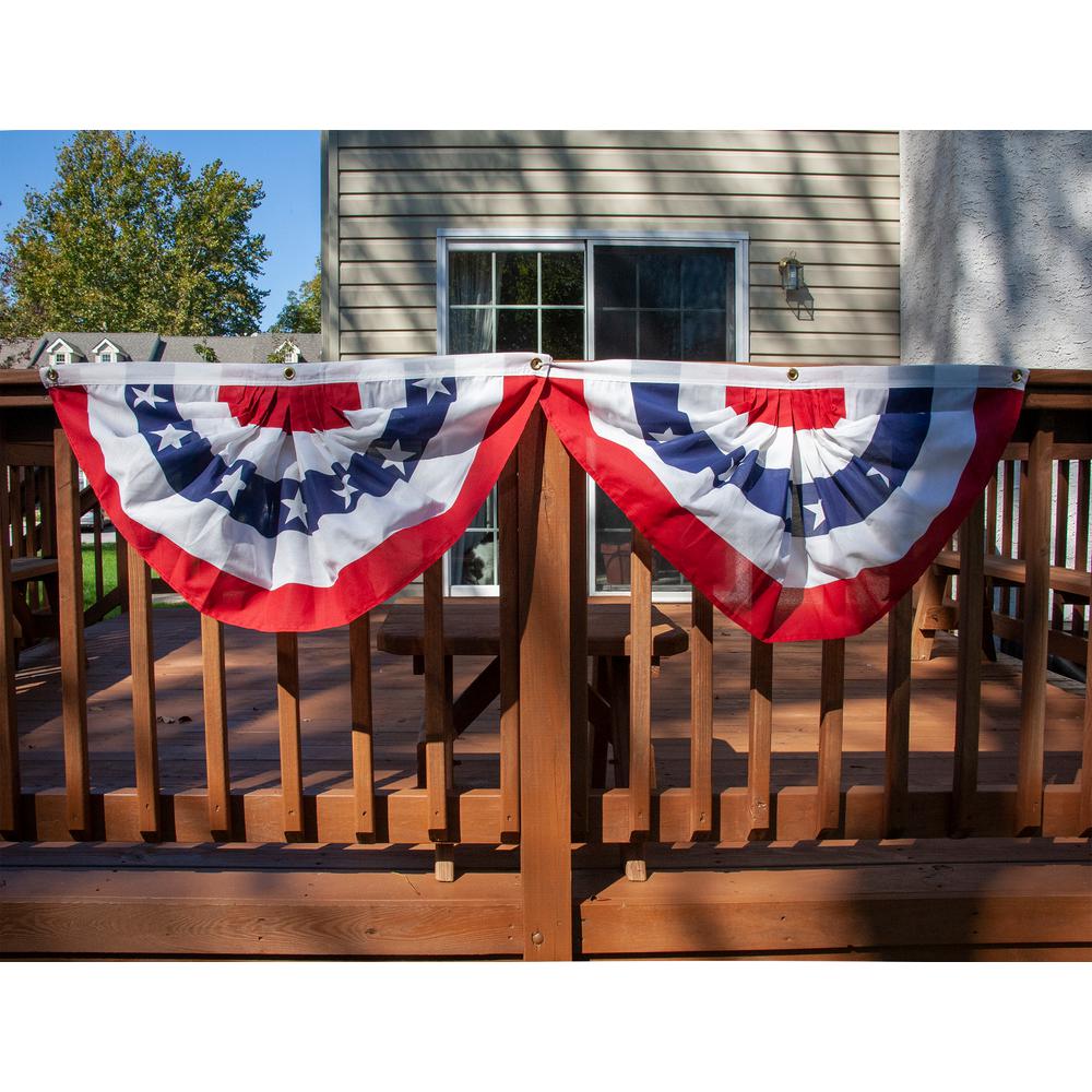 1.5 x 3 Ft Stars & Stripes US Pleated Fan Flag Patriotic Decorations Red White And Blue Banners For Porch