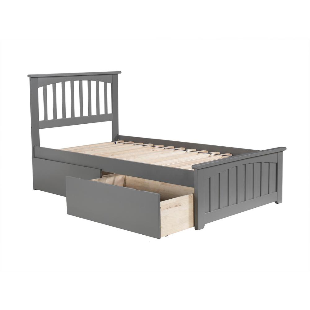Twin Beds Headboards Bedroom Furniture The Home Depot Mission Twin Platform Bed With Matching Foot Board 2 Urban Drawers In Grey