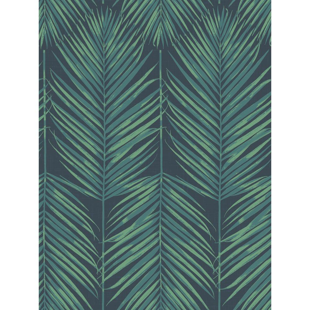 Seabrook Designs Paradise Tropic Midnight Palm Leaf Wallpaper Mb30004 The Home Depot