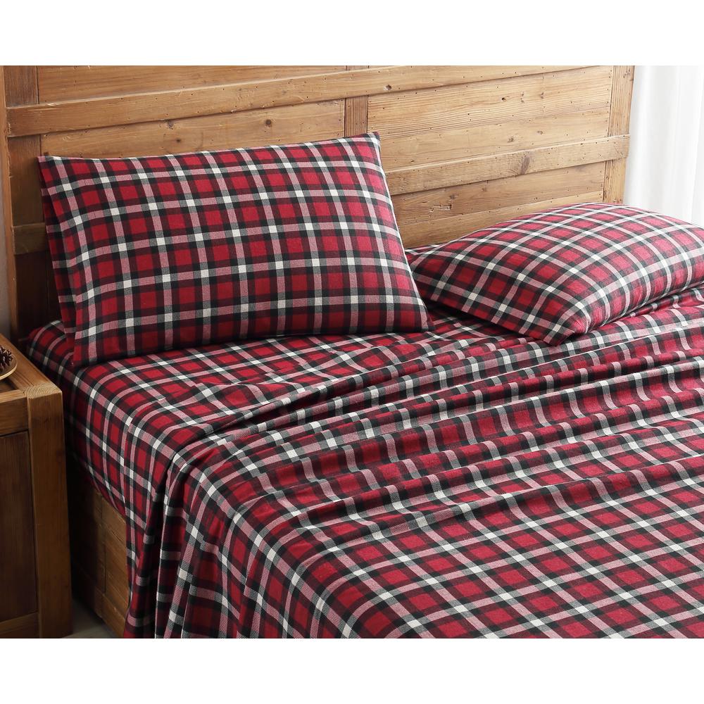 Morgan Home Geraldine 100 Cotton Red Flannel King Sheet Set M597459 Morgan Home Geraldine 100 Cotton Red Flannel King Sheet Set
