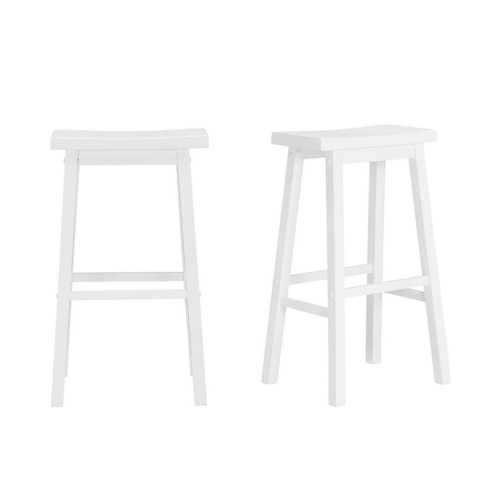 StyleWell White Wood Saddle Backless Bar Stool (Set of 2) (16.33 in. W x 29 in. H)