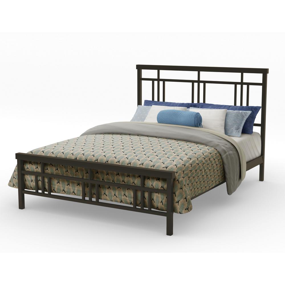 Cottage Textured Dark Brown Metal Queen Size Bed1437860/75 The Home