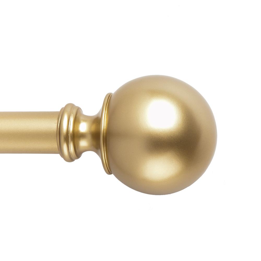 SnugSet Ethan 72 in. x 144 in. Adjustable 1 in. Single Rod Kit in Gold Brass with Ball Finials