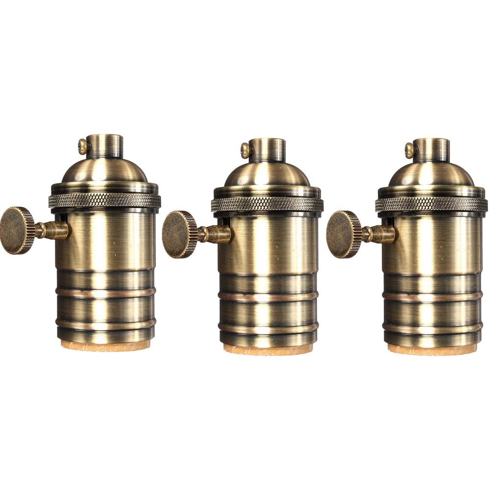 Limited Warranty Lamp Holders Parts Lamps The Home Depot E26 Standard Base Solid Brass Light Socket Vintage Edison Pendant Lamp Holder 3