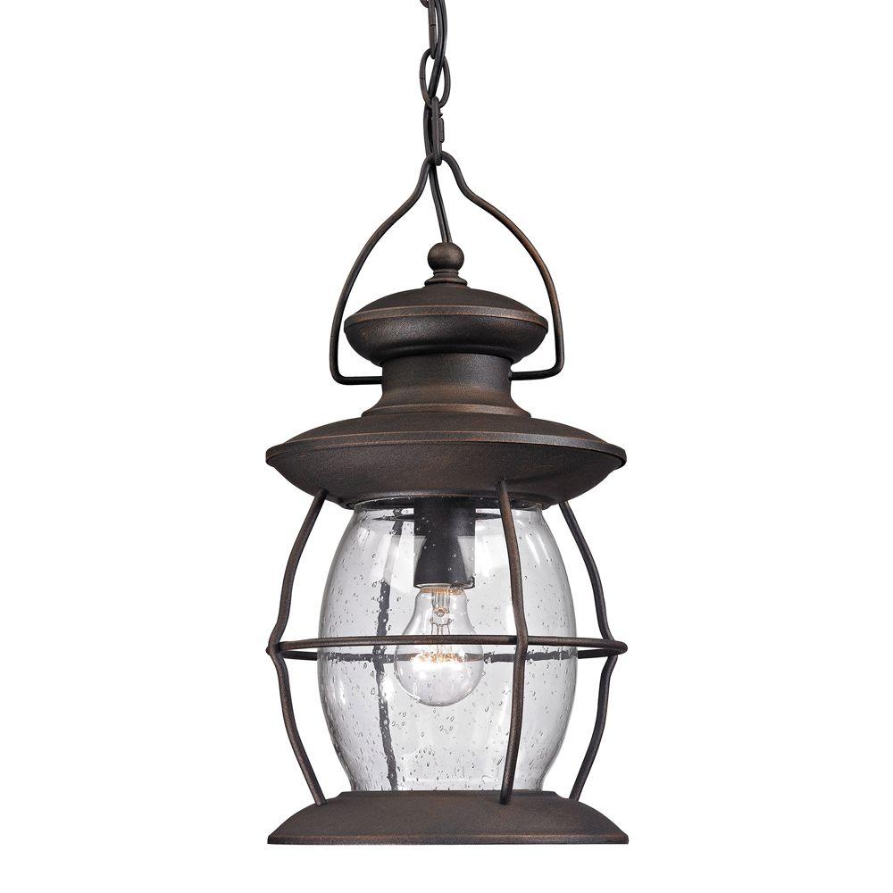 Titan Lighting Big Oak Forge Collection 1 Light Weathered Charcoal Titan Lighting Big Oak Forge Collection 1 Light Weathered Charcoal Outdoor Pendant