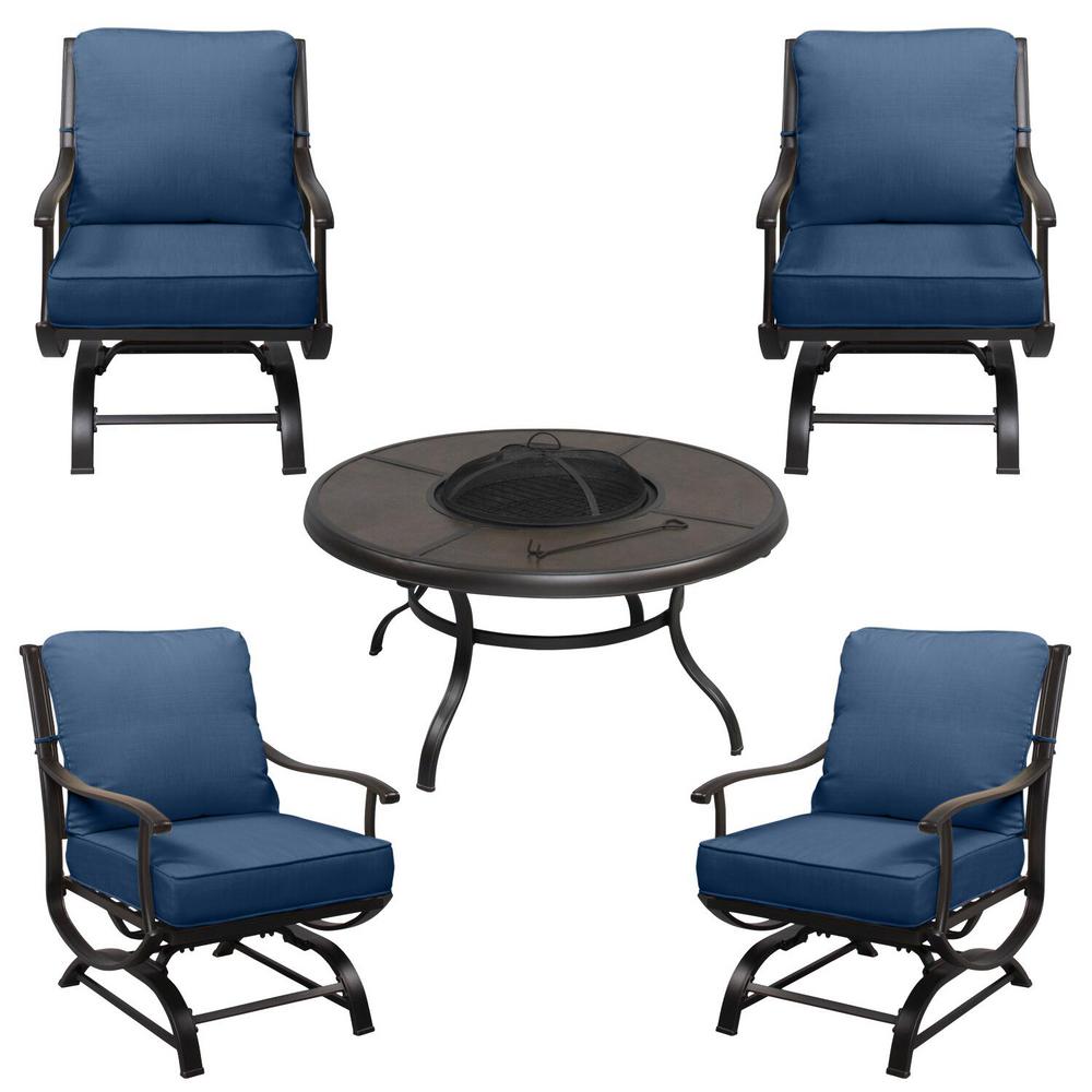 Hampton Bay Redwood Valley Black 5 Piece Steel Outdoor Patio Fire