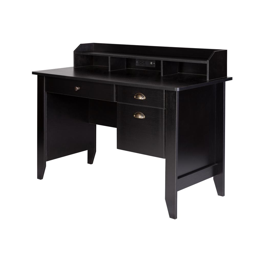 Onespace Eleanor Black Executive Desk With Hutch Usb And Charger