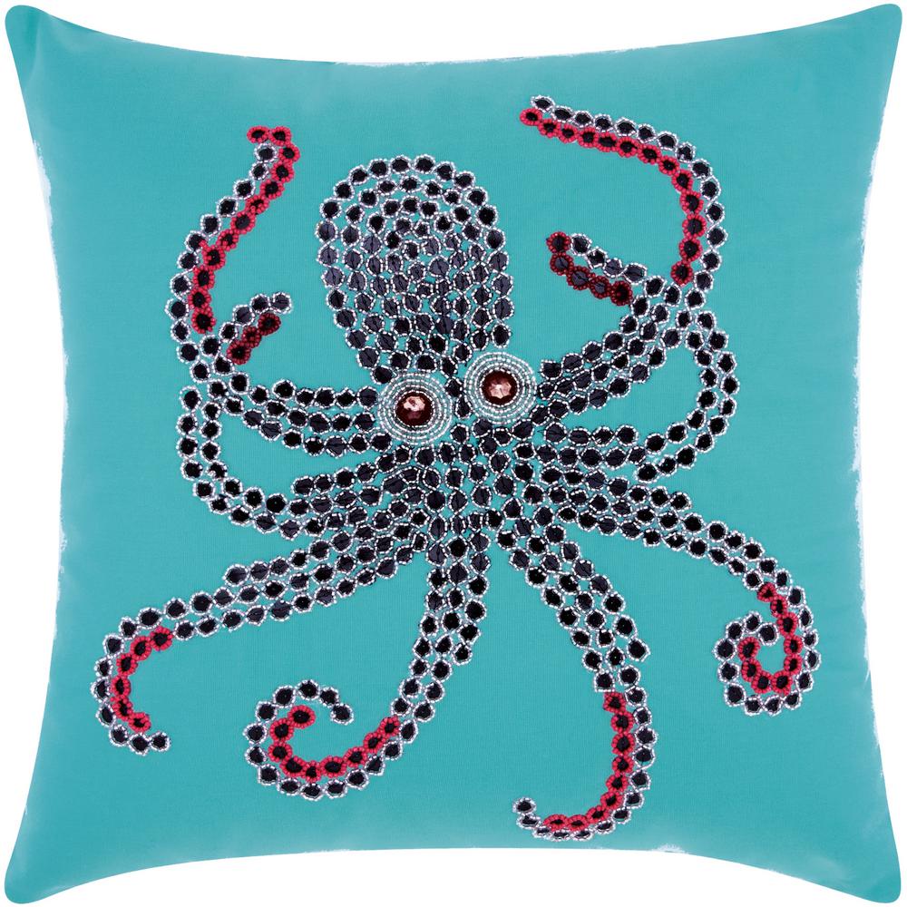 Mina Victory Beaded Octopus Turquoise And Coral Animal Print