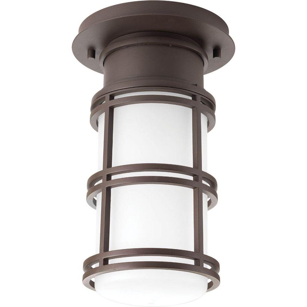 Coastal Nautical Flush Mounted Bronze Outdoor Lighting Bell Collection 1 Light Antique Bronze Led Outdoor Flushmount