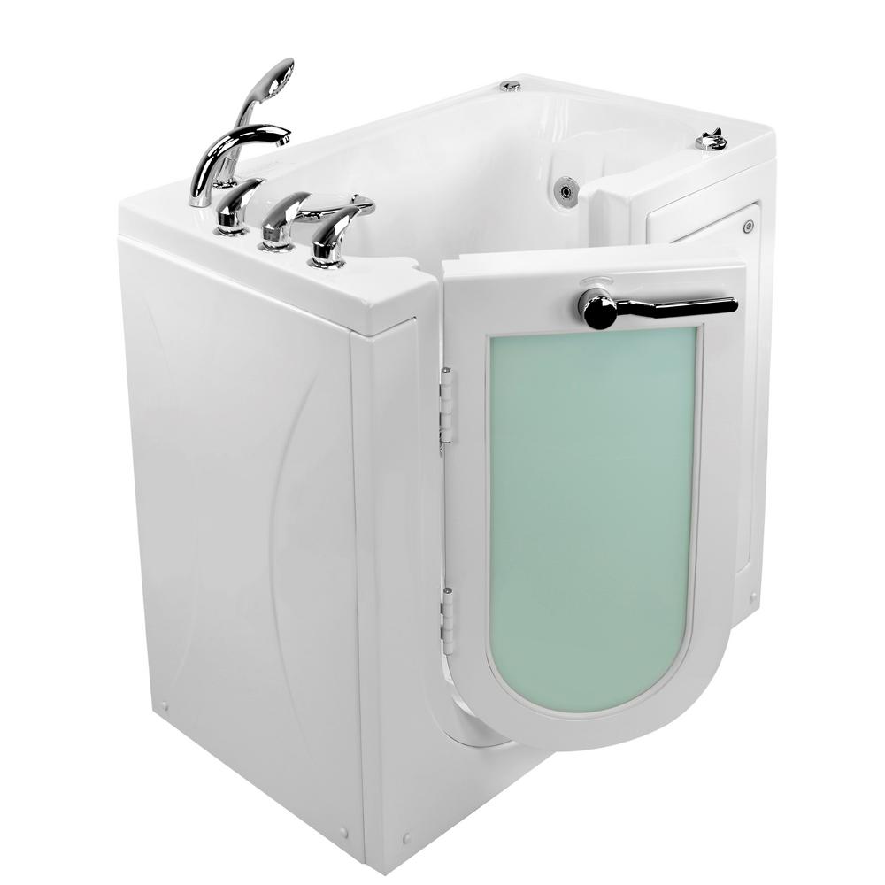 Ella Mobile 45 in. x 26 in. Walk-In Whirlpool & Air Bath Bathtub in White Outward DoorDigitalHeated SeatFast Fill & Drain For Sale