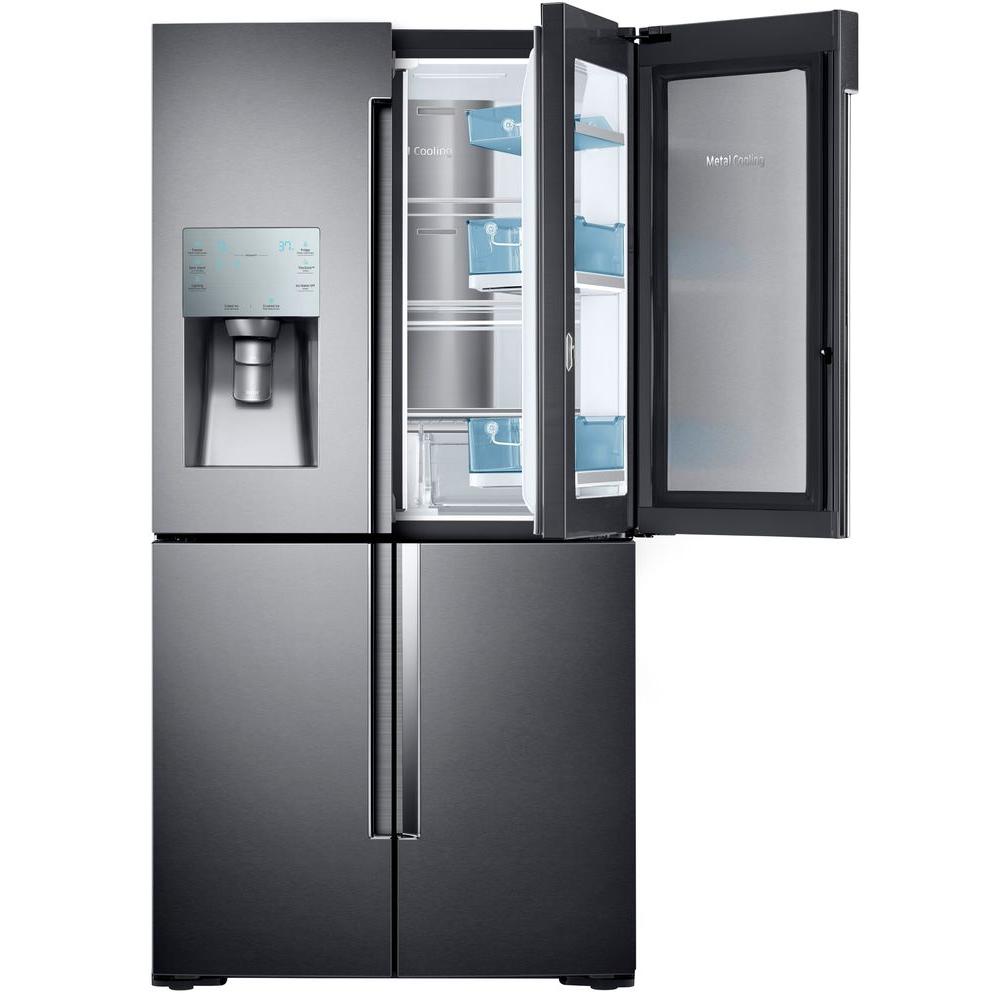 Samsung 22.1 cu. ft. 4-Door Flex Food Showcase French Door Refrigerator in Black Stainless, Counter Depth, Fingerprint Resistant Black Stainless Steel was $3888.0 now $2698.0 (31.0% off)