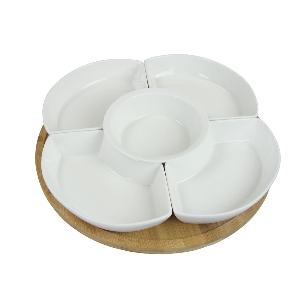 Elama Signature Modern Lazy Susan Appetizer And Condiment Server Set 