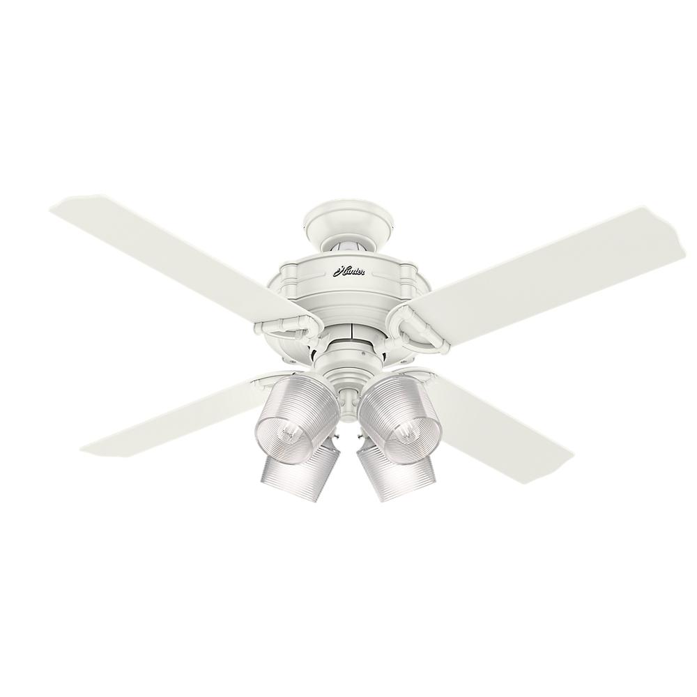 Hunter Brunswick 52 In Led Indoor Fresh White Ceiling Fan With Hunter Brunswick 52 In Led Indoor Fresh White Ceiling Fan With Integrated Handheld Remote And