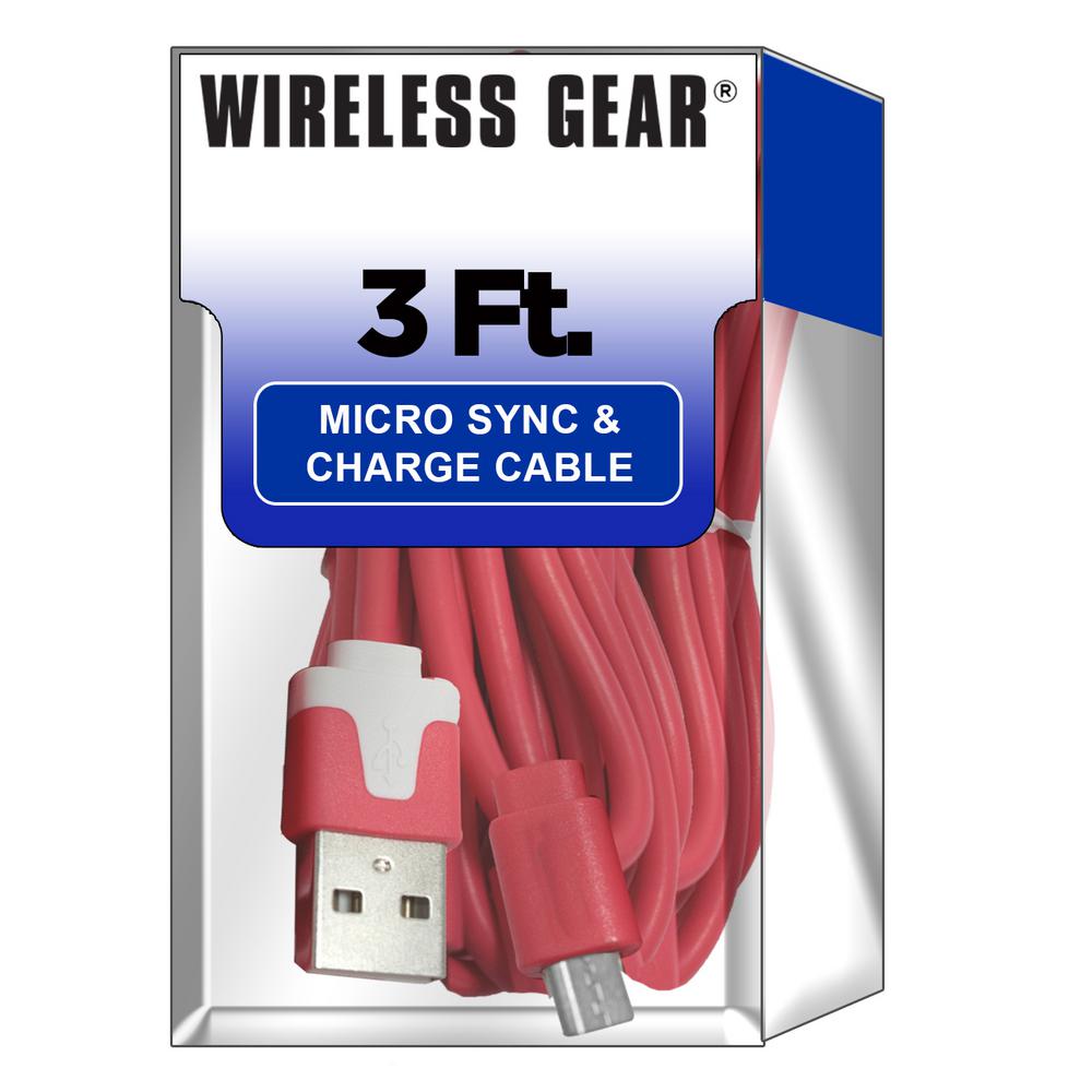 Wireless Gear 3 ft. Micro Sync and Charge Cable in RedBL1949 The
