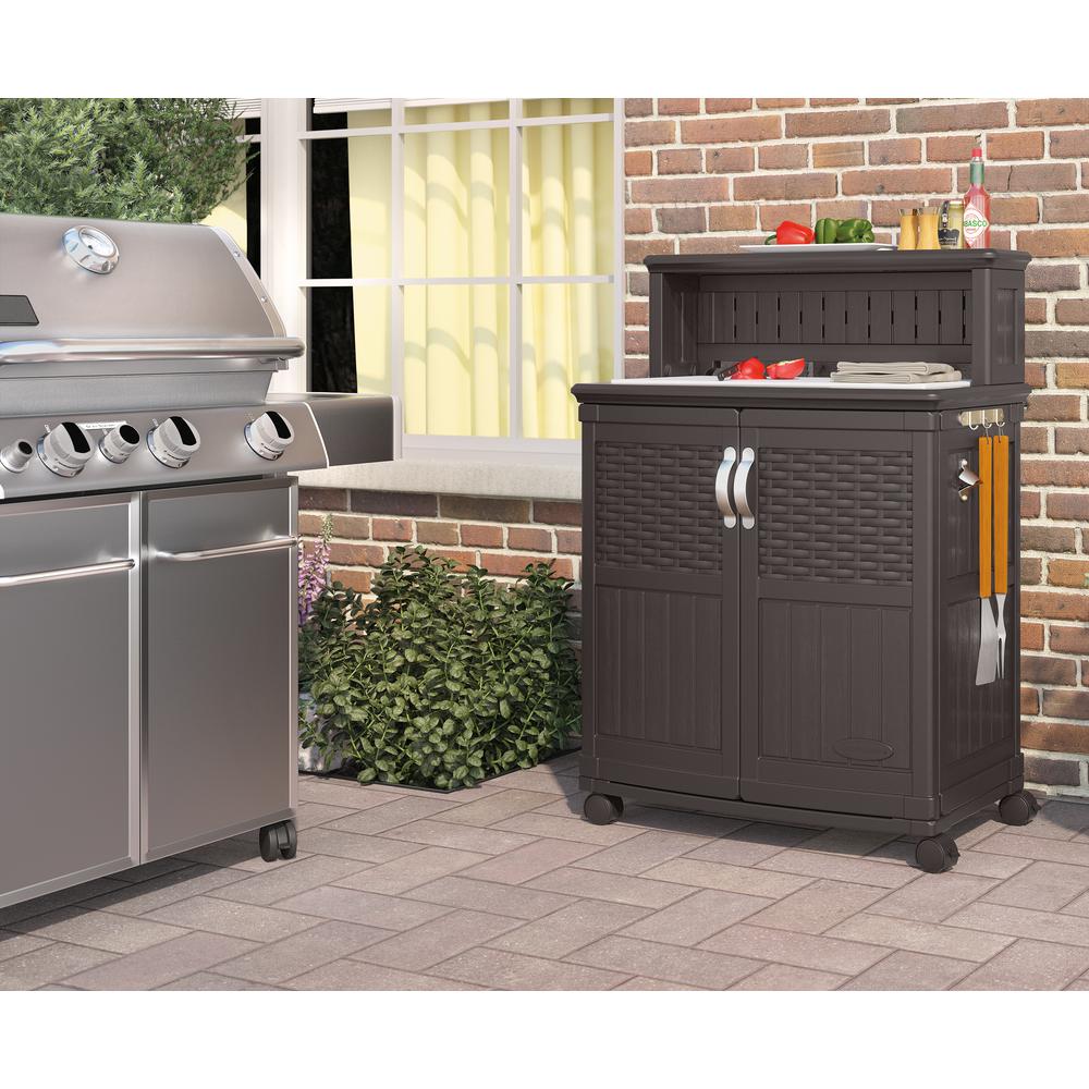 Suncast 47 Gal Patio Storage And Prep, Outdoor Grill Prep Station