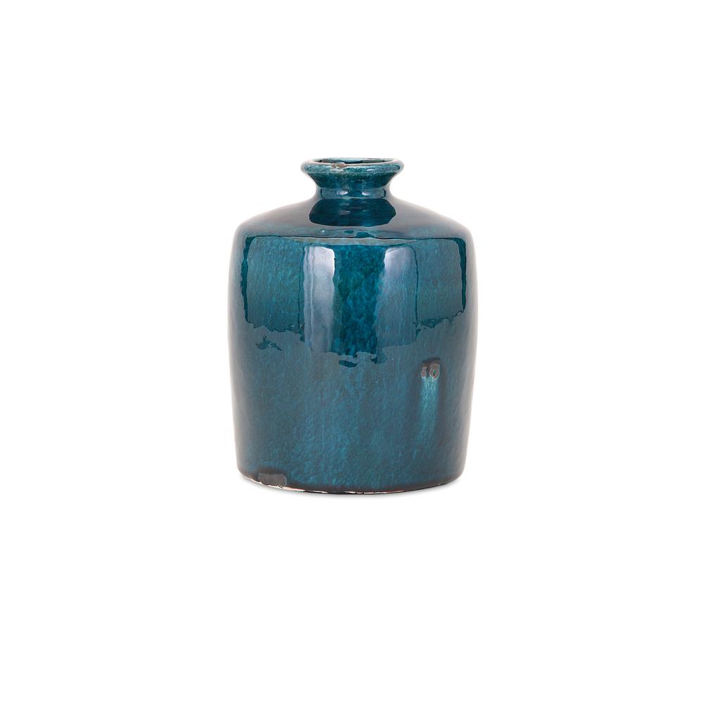 Small Blue Ceramic Decorative Vase 13308 The Home Depot