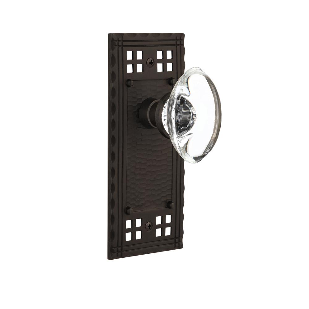 Nostalgic Warehouse 723434 New York Plate Double Dummy Crystal Emerald Glass Door Knob in Oil-Rubbed Bronze