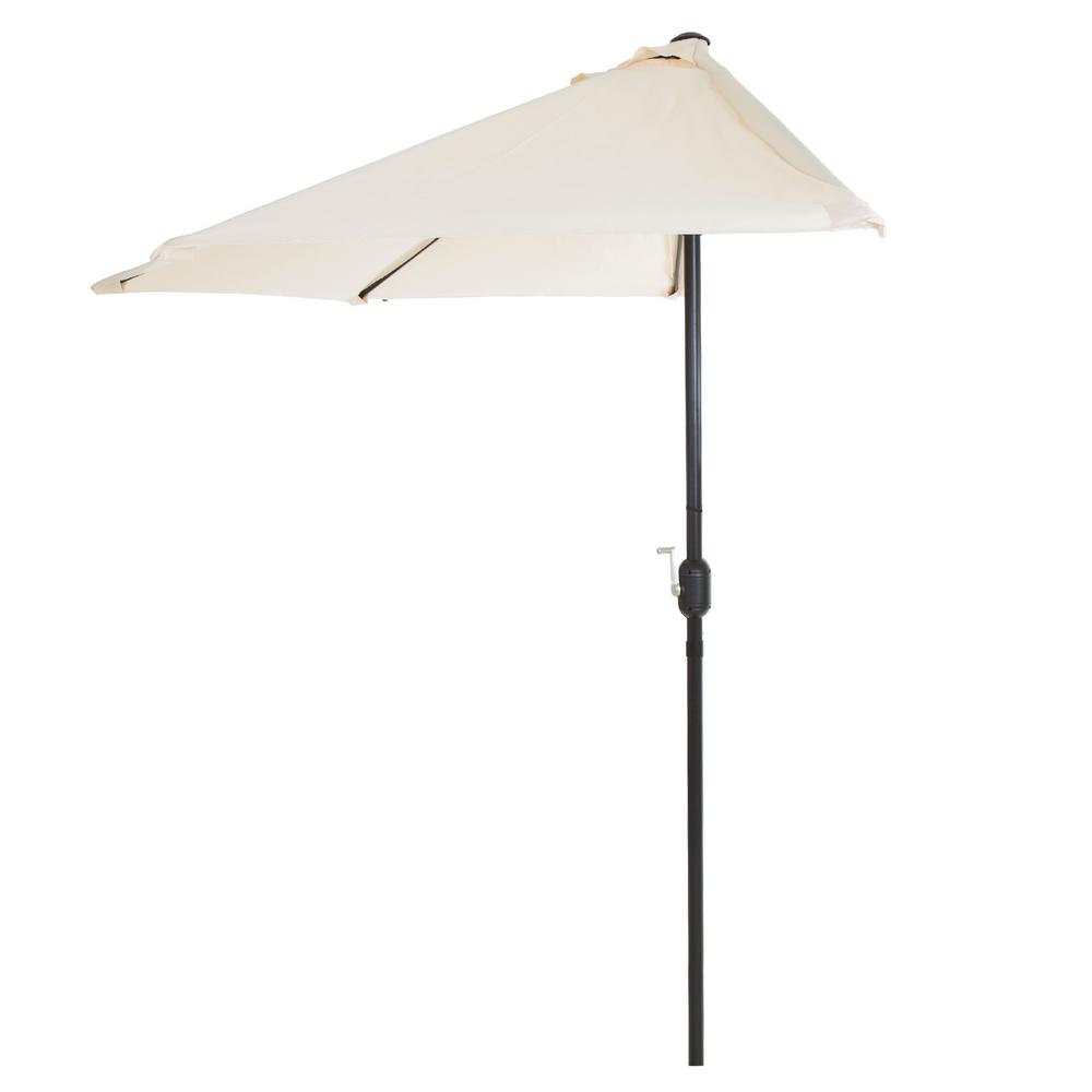 Pure Garden 9 Ft Half Round Patio Umbrella In Tan M150055 The Home Depot