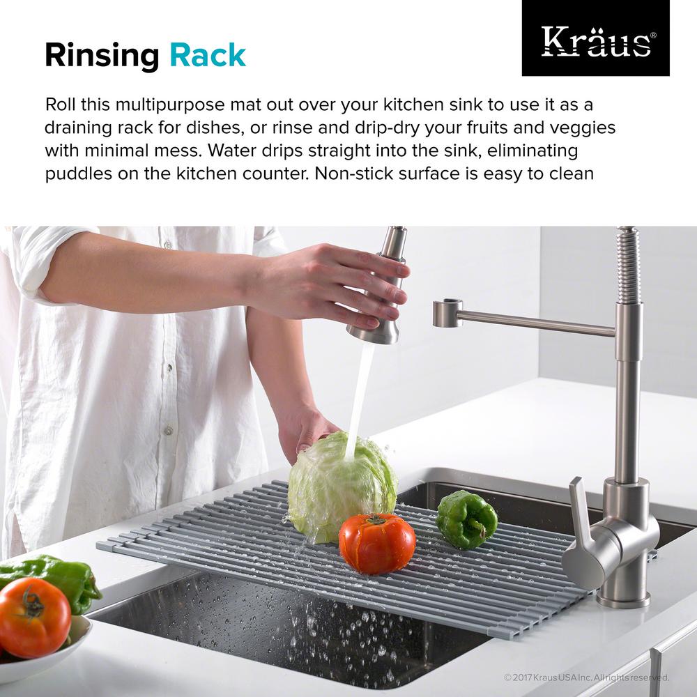 Kraus 20 5 In Over Sink Roll Up Dish Drying Rack In Black Krm