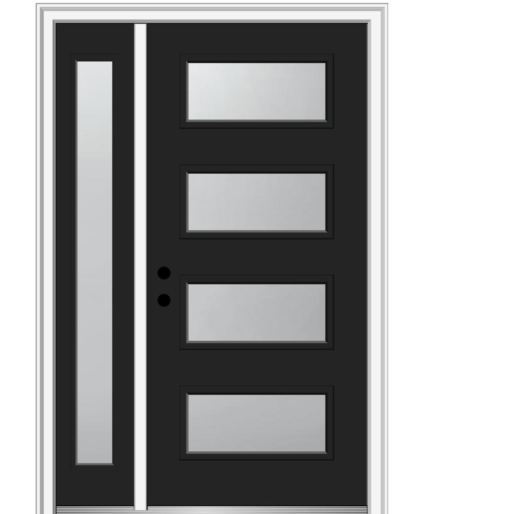 Mmi Door 51 In X 81 75 In Celeste Frosted Glass Right Hand Inswing 4 Lite Eclectic Painted Steel Prehung Front Door W Sidelite