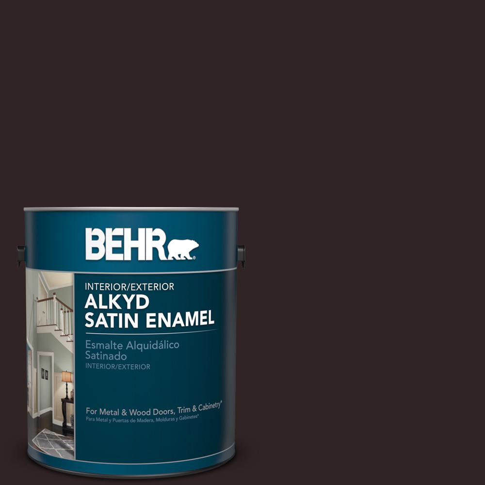 BEHR 1 gal. SC104 Cordovan Brown Satin Enamel Alkyd BEHR 1 gal. SC104 Cordovan Brown Satin Enamel Alkyd