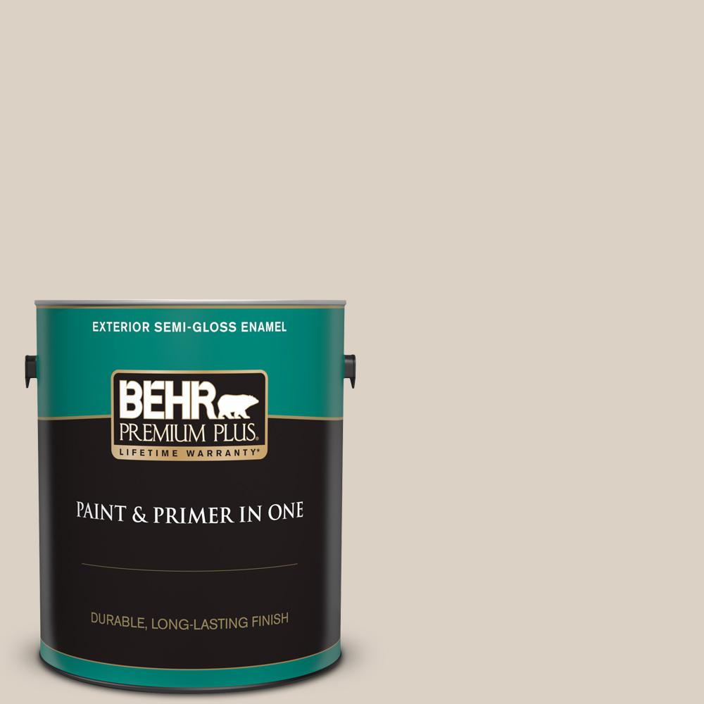 Behr Premium Plus 1 Gal 730c 2 Sandstone Cove Semi Gloss Enamel Exterior Paint And Primer In One