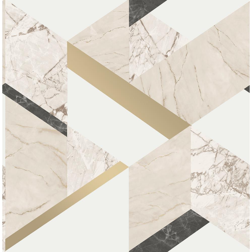 Fine Decor 8 In X 10 In Elvira Cream Marble Geometric Wallpaper