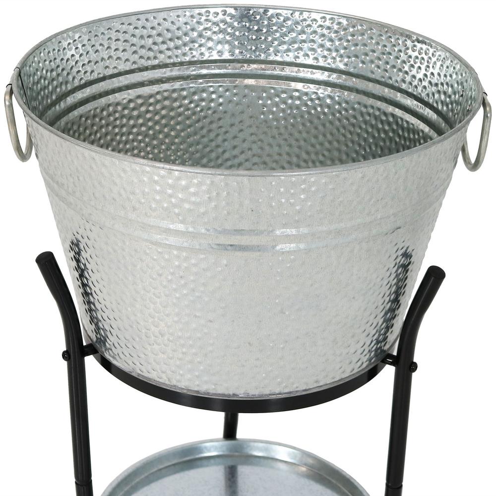 Sunnydaze Decor Pebbled Galvanized Steel Ice Bucket Drink Cooler