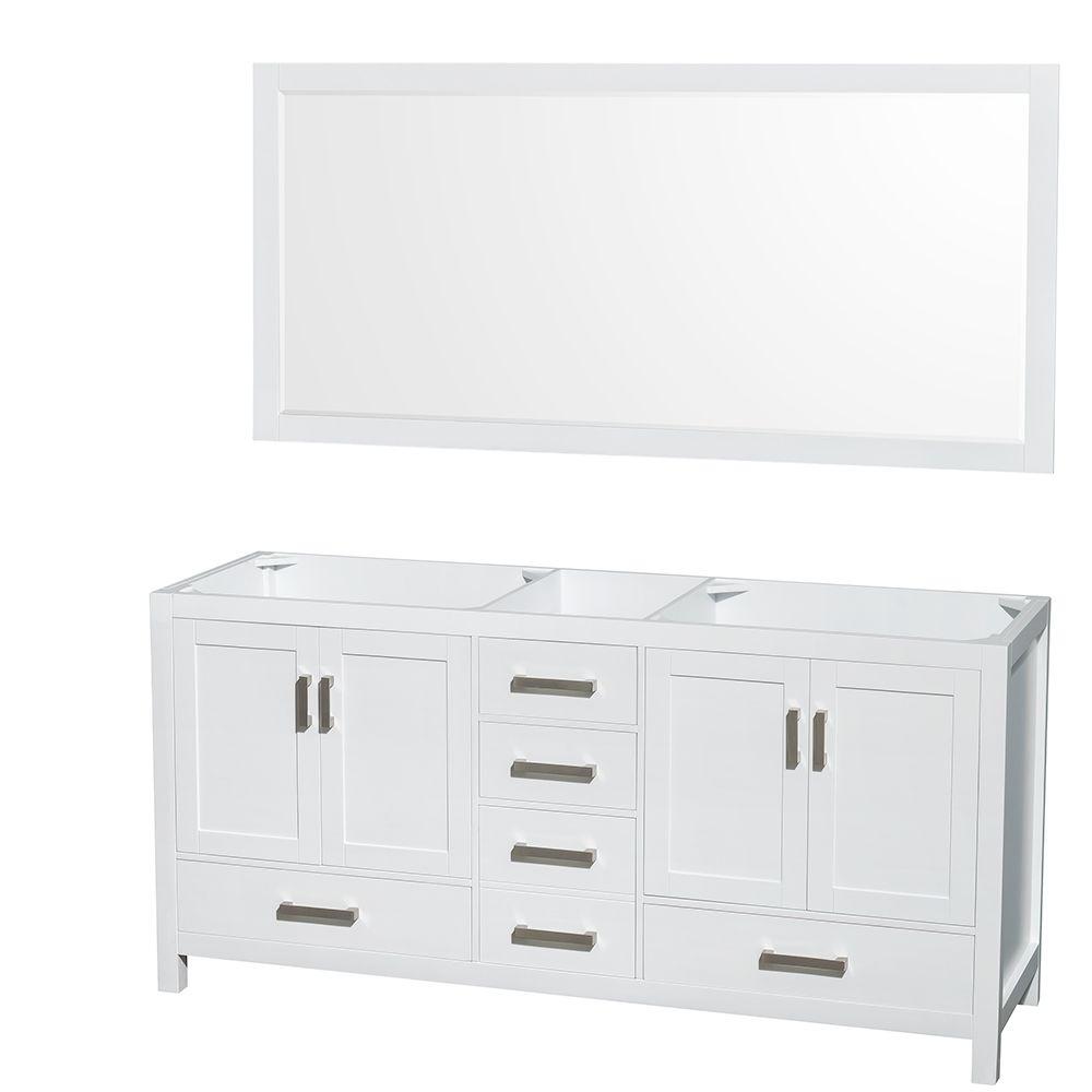 Wyndham Collection Sheffield 72 In Double Vanity Cabinet With 70 Mirror White Wcs141472dwhcxsm70 The Home Depot - 70 Inch Bathroom Vanity Home Depot Wyndham Collection Sheffield 72 In Double Vanity Cabinet With 70 Mirror White Wcs141472dwhcxsm70 The Home Depot - 70 Inch Bathroom Vanity Home Depot