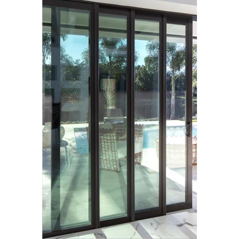 144 in. x 84 in. Left Swing/Inswing Black Aluminium MultiSlide Patio