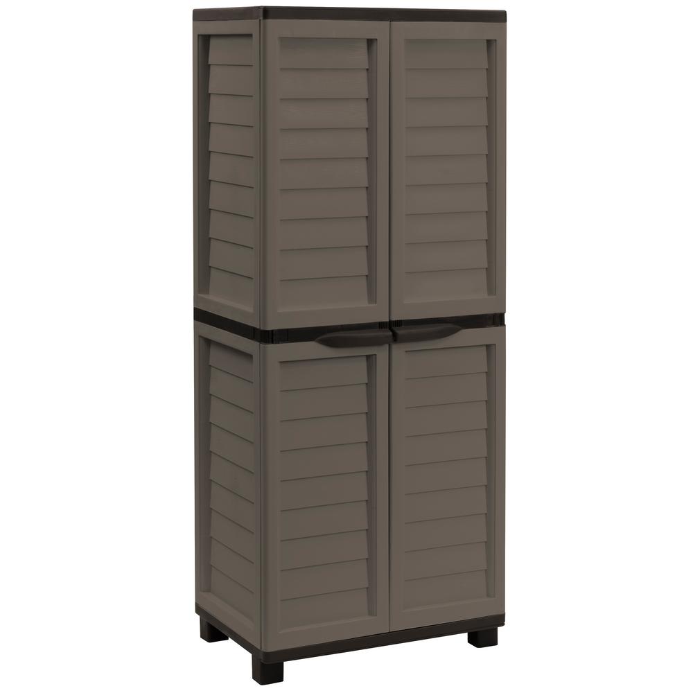 Starplast 2 Ft 5 5 In X 1 Ft 8 In X 5 Ft 11 In Plastic Mocha Brown Storage Cabinet With 4 Shelves Fg000820 The Home Depot