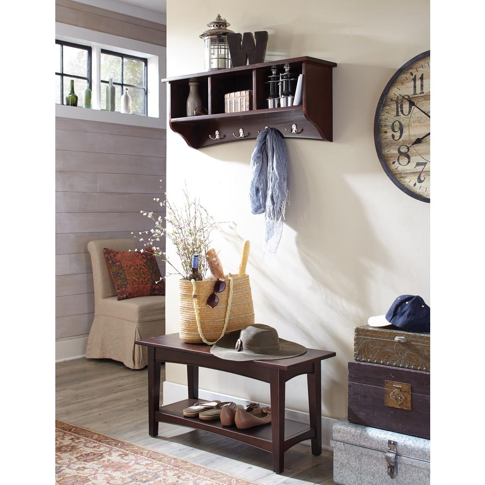 Alaterre Furniture Shaker Cottage Espresso Hall Tree with Storage