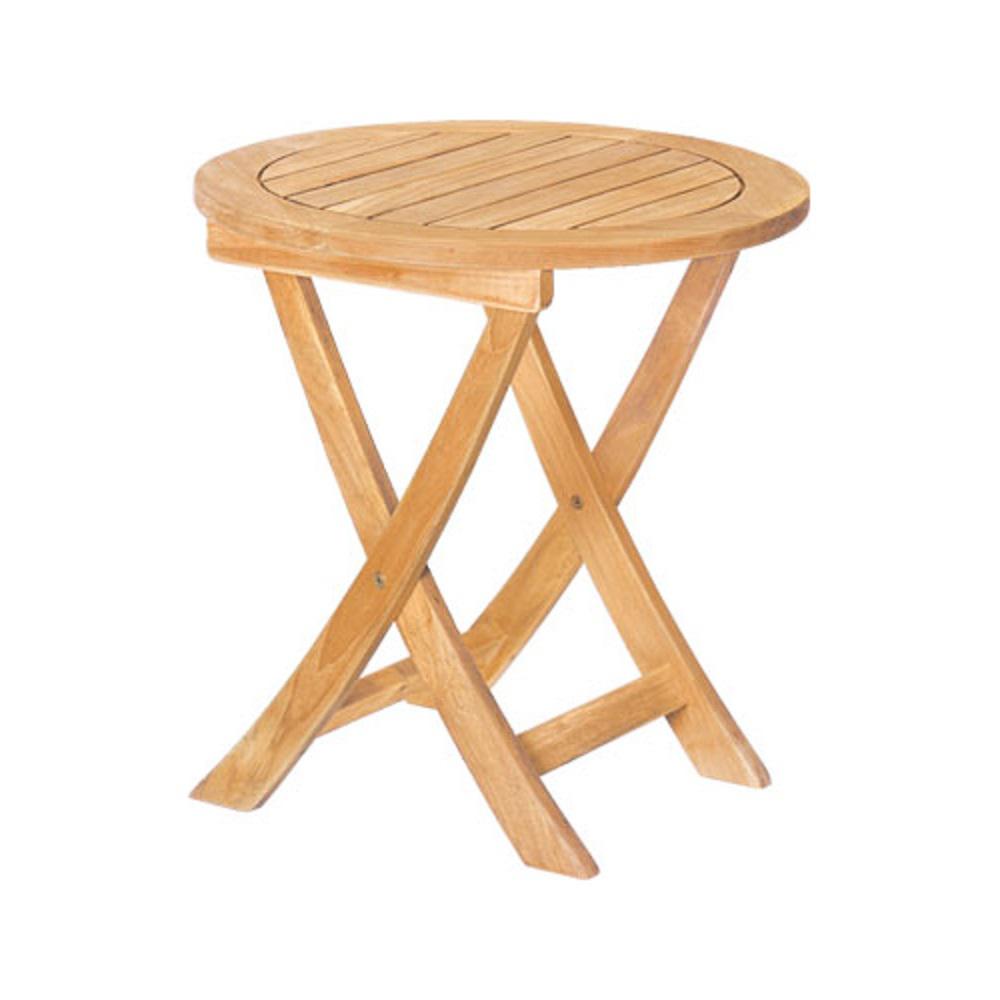 HiTeak Furniture Perrie Round Teak Folding Outdoor Side TableHLT188