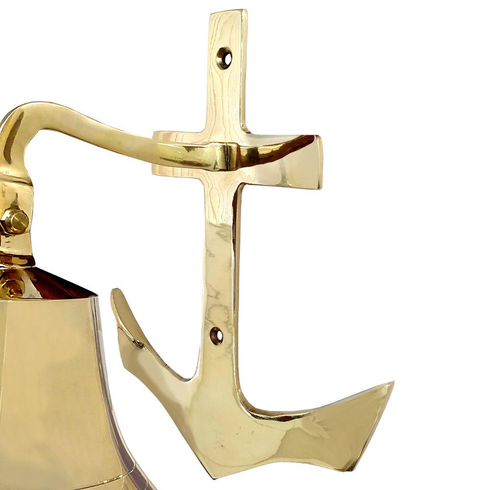 Benjara 7 In Brass Golden Ship Bell Wall Decor With Anchor