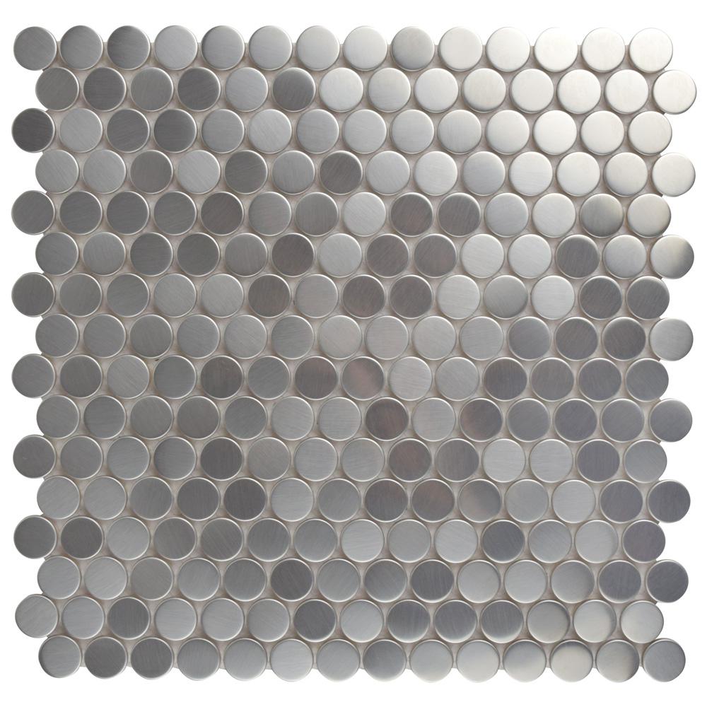 Fireplace Penny Metallic Mosaic Tile Tile The Home Depot