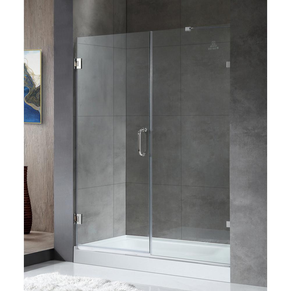 ANZZI 60 in. x 72 in. Frameless Hinged Alcove Shower Door in Polished