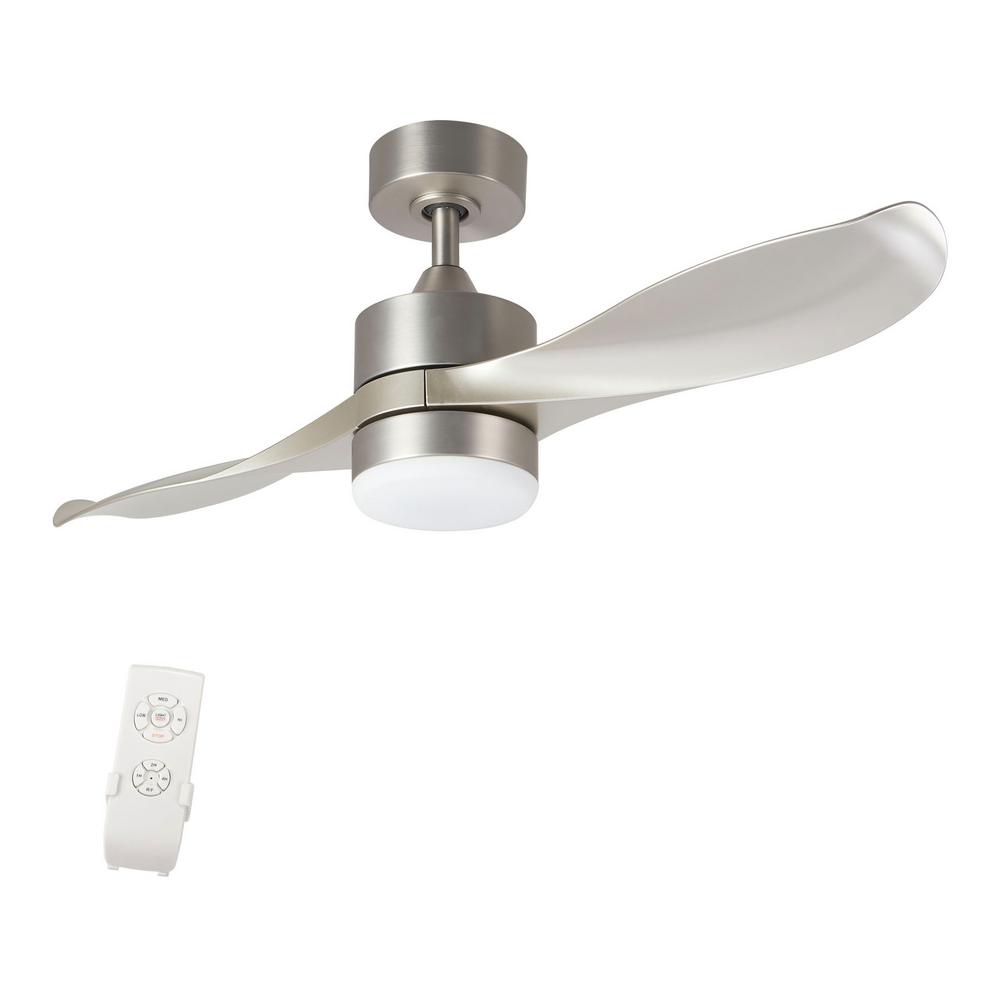 Merra 42 In Led 2 Blade Brushed Nickel Ceiling Fan With Light Kit And Remote Control Cfn 1020