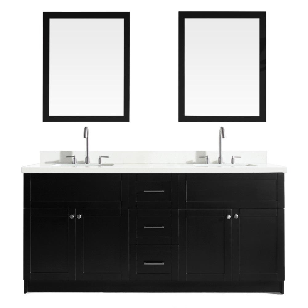 Ariel Hamlet 73 In Bath Vanity In Black With Quartz Vanity Top In