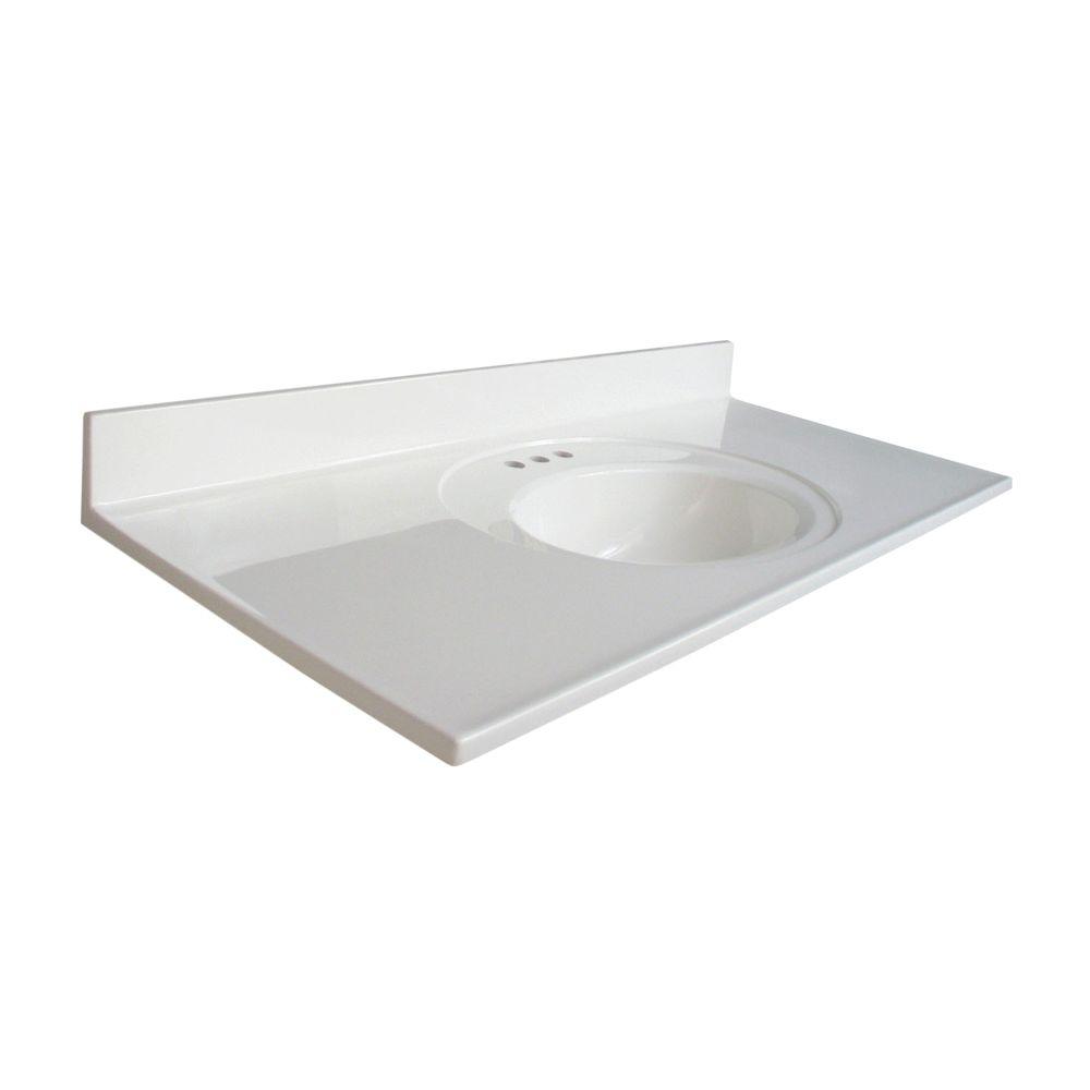 Glacier Bay Newport 49 In W X 22 In D Cultured Marble Vanity Top In White With White Sink N4922gb W The Home Depot