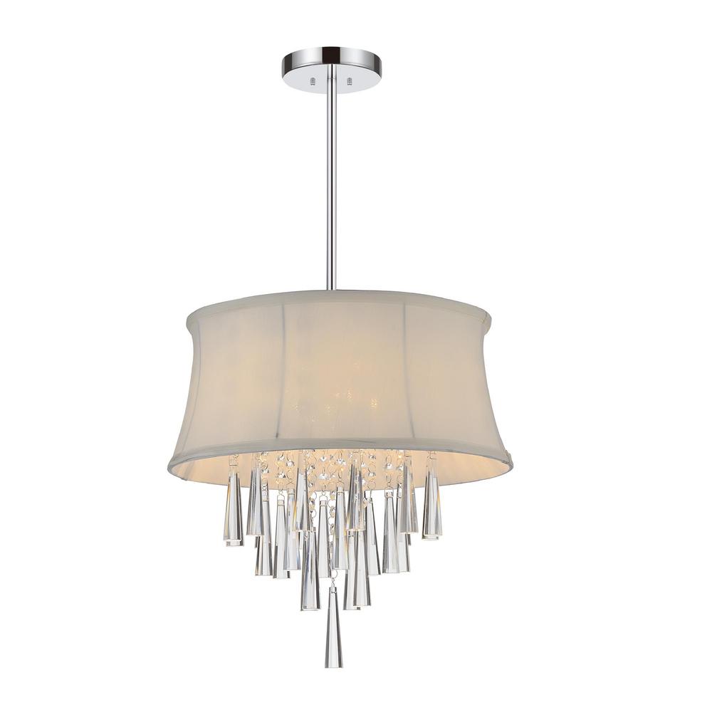 Crystal World Inc Audrey 4 Light Chrome Chandelier With Off White Crystal World Inc Audrey 4 Light Chrome Chandelier With Off White Shade 5532p16c The Home Depot