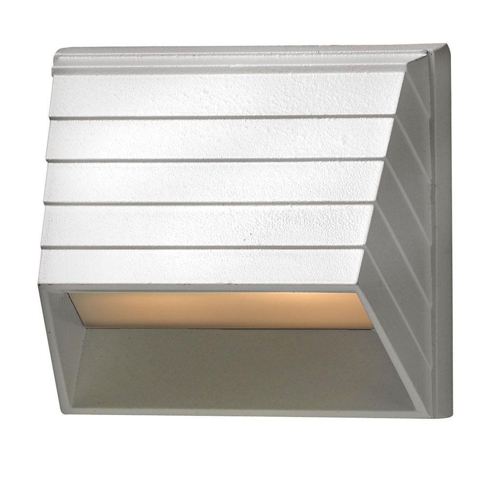 Outdoor Lighting Exterior Light Fixtures At The Home Depot Low Voltage 7 Watt Matte White Square Deck Sconce