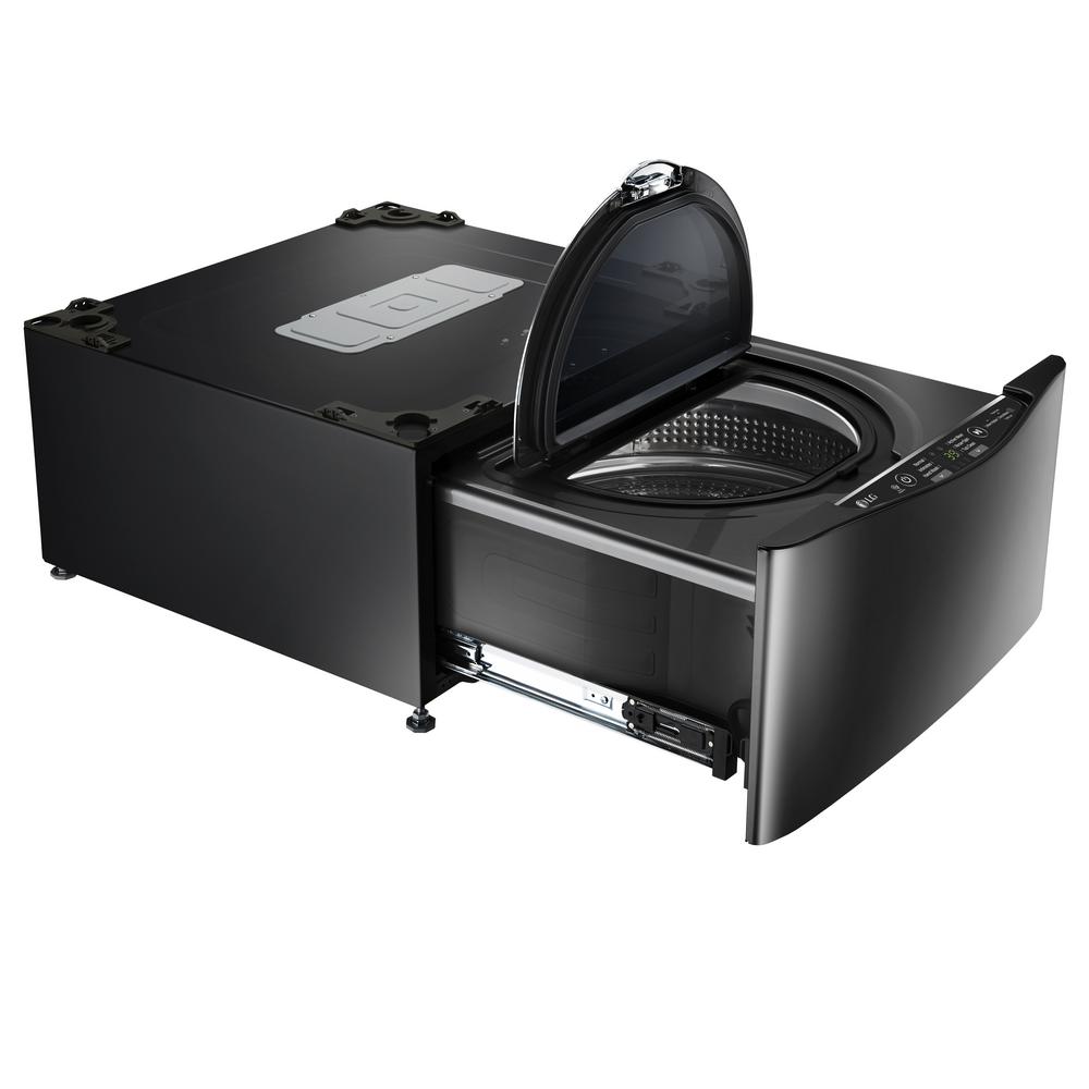LG Electronics 27 in. 1.0 cu. ft. SideKick Pedestal Washer with TWINWash System Compatibility in Black Stainless Steel